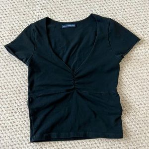 Brandy Melville Short Sleeve V-Neck - Black